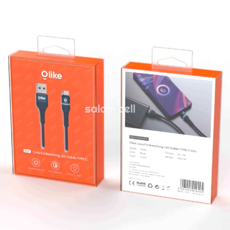 Kabel Data iphone OLIKE Colorful Breathing LED Cable-LIGHTNING (D101L)  Lightning