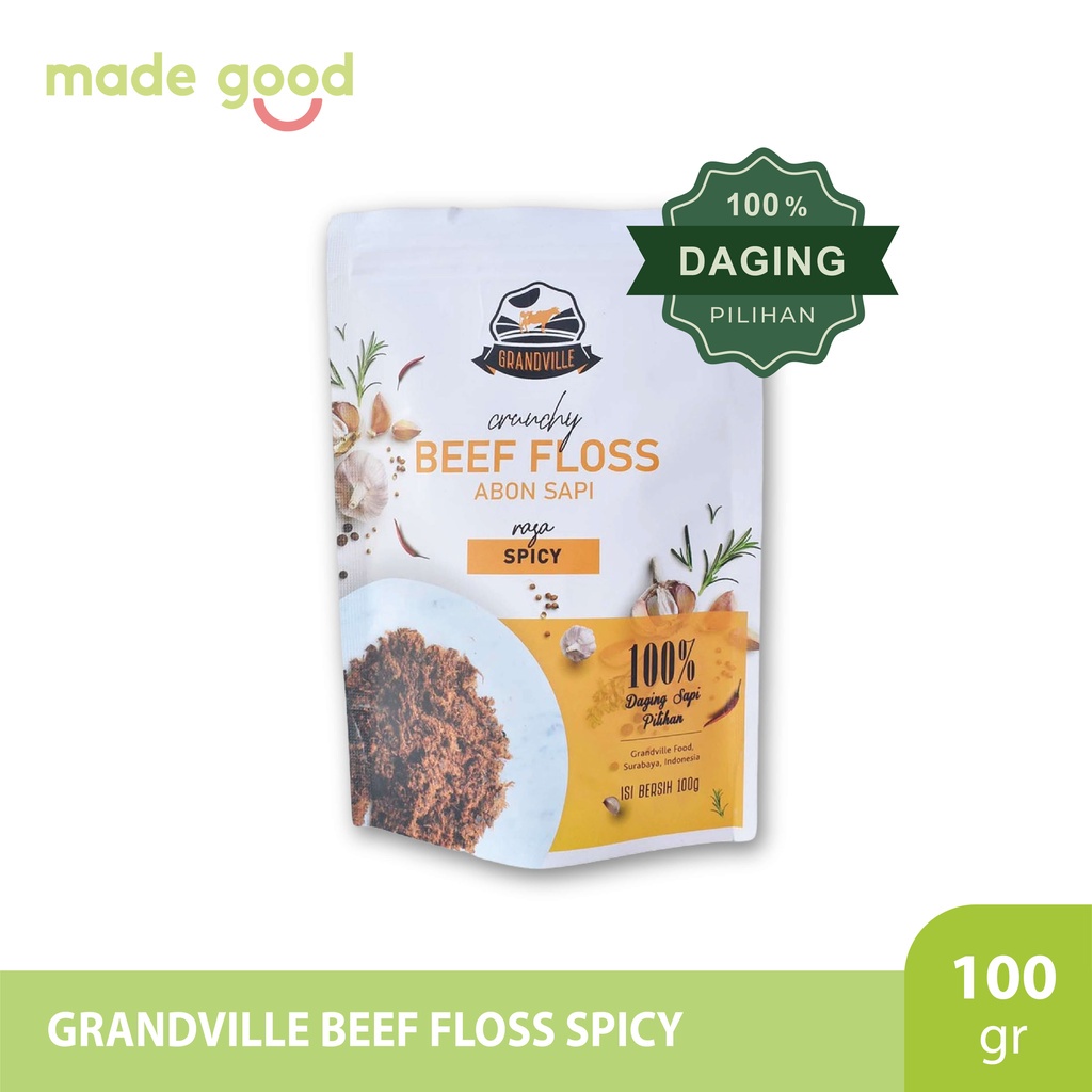 Grandville Abon Crunchy 100gr - Sapi Ayam Beef Chicken Original Spicy Beef (Sapi) Original