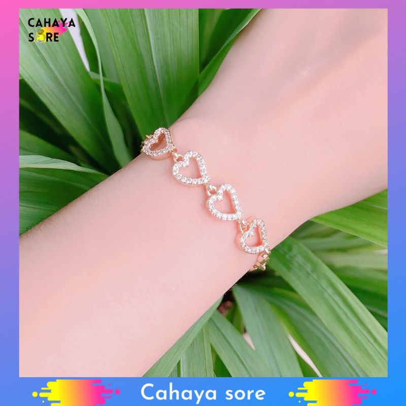 GELANG RANTAI WANITA ANTI LUNTUR / GELANG TANGAN TITANIUM LAPIS EMAS 24K ANTI KARAT
