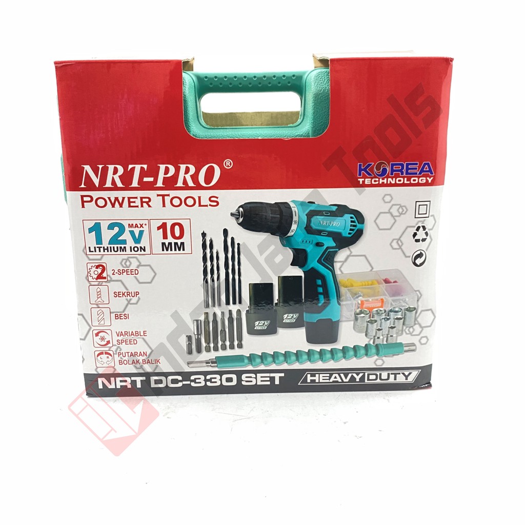 DC-330 Set 26 Pcs Mesin Bor Cordless 12V 10 mm NRT-PRO - Bor Baterai