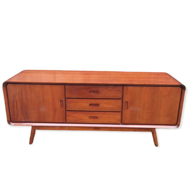 BUFET TV JATI MINIMALIS UNTUK LEMARI TV RETRO BAHAN KAYU JATI BERKUALITAS ASLI JEPARA PANJANG 150 CM