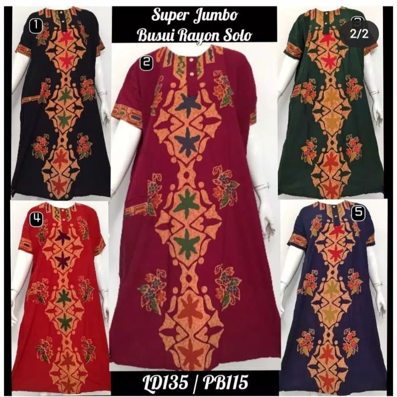 Daster JUMBO Dress Rayon Batik Midi Panjang XL Dress Hamil Big size Rumah Arab