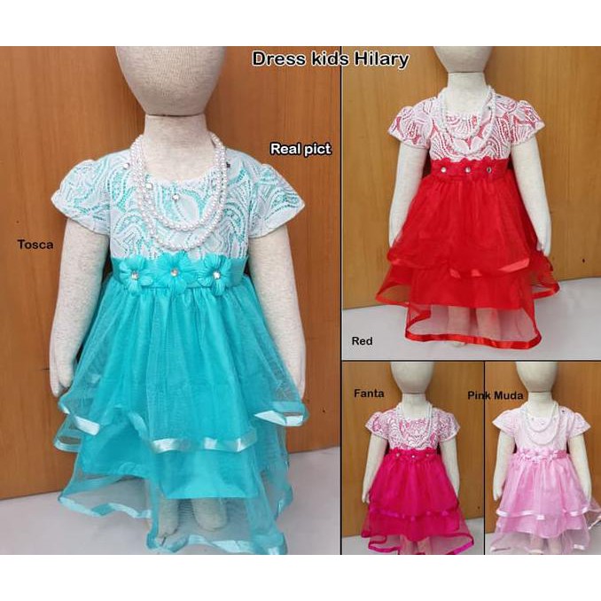 Dress Kids Hilary/Terusan Satin Anak/Dress Satin Anak/Gaun Satin Anak