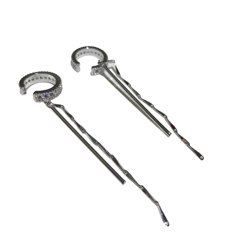 Anting Klip Tanpa Tindik Bentuk C Hias Zircon Berkilau Untuk Wanita