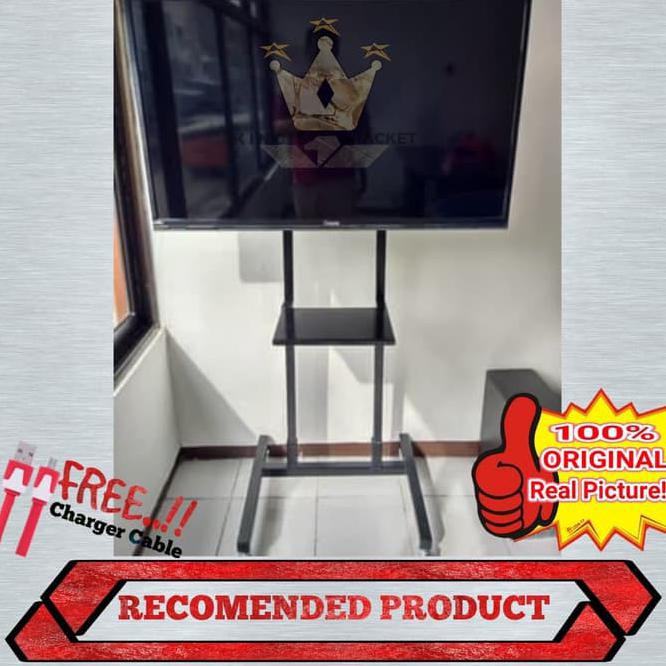 R9Ly Murah Bracket Stand Tv 24 - 50 Inch Portable Dgn Roda All Merk Tv - Hitam Qor9