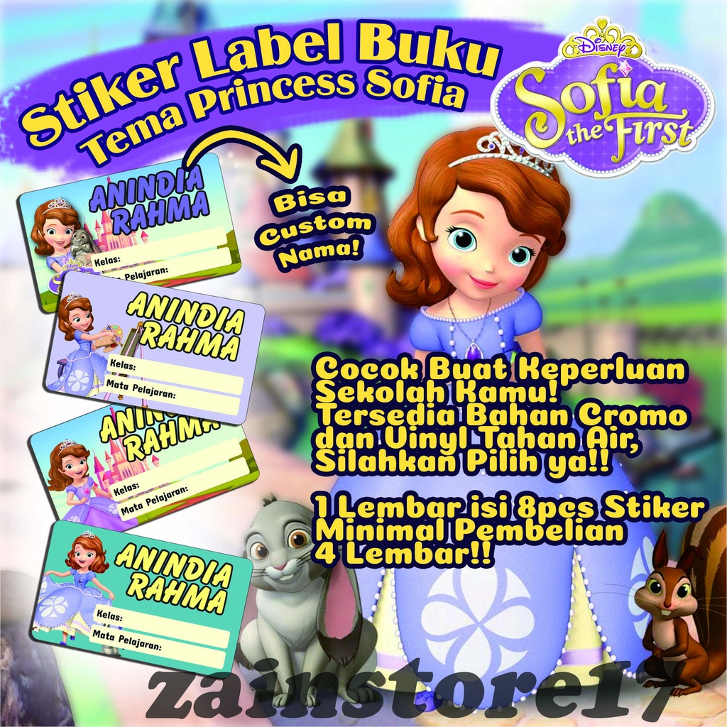

Stiker Label Buku Gambar Princess Sopia / Princess Sofia The First