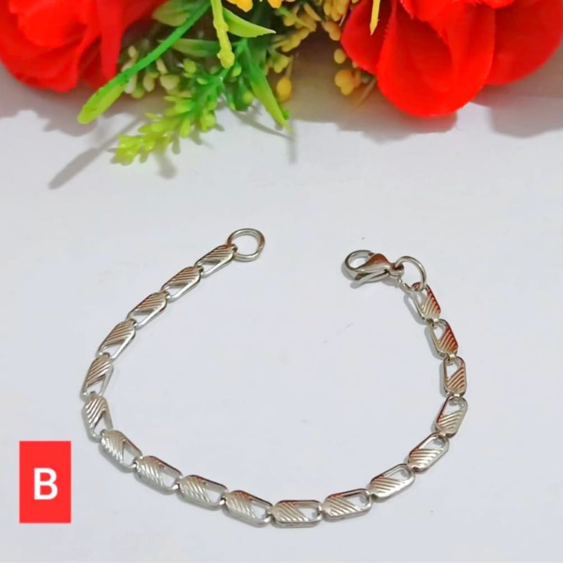 *COD* Gelang TITANIUM Rantai Pria wanita Gold&amp;Silver TIDAK LUNTUR, TIDAK KARAT