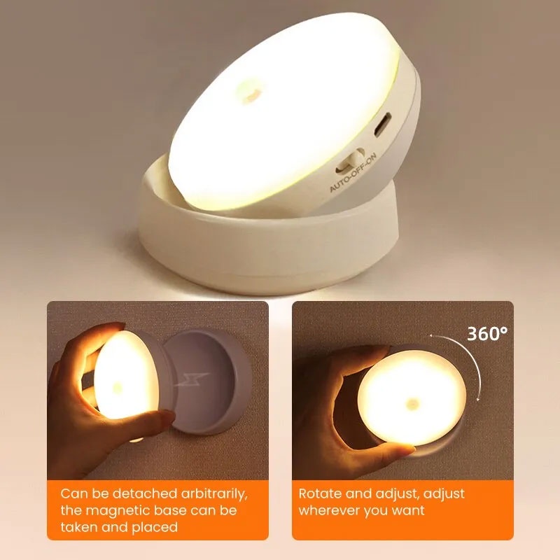Lampu LED Rotatable Base Induction Sensor USB Rechargeable Version Cool White - HB04 - White