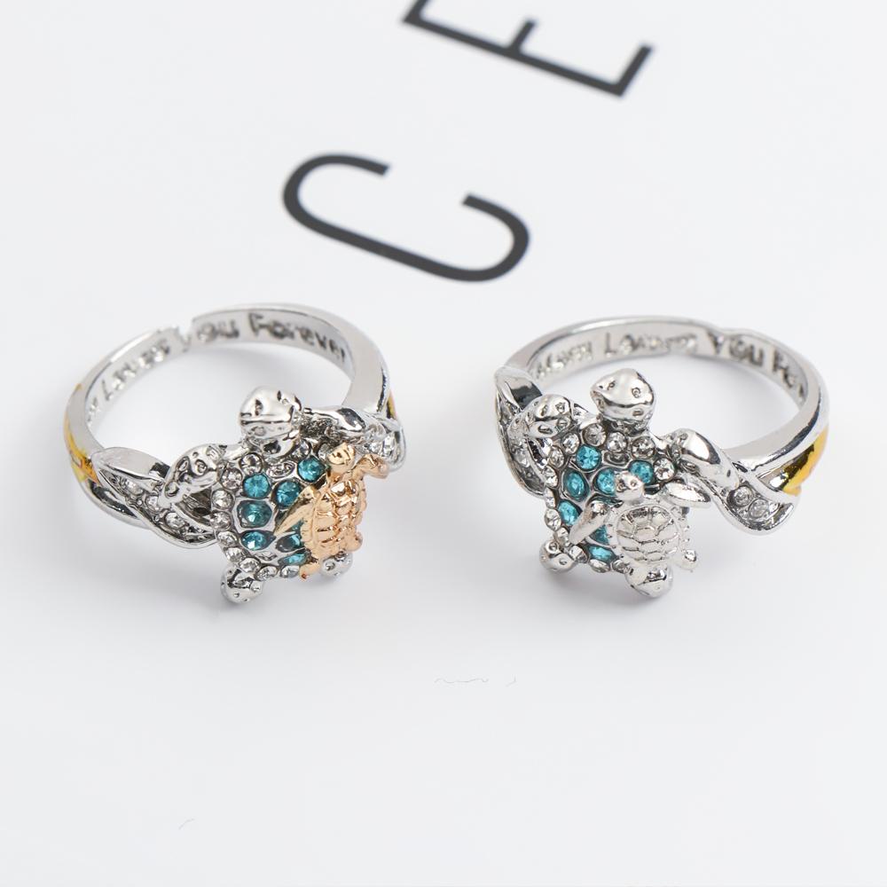 R-flower Turtle Ring Fashion Hewan Unik Penyu Laut Hadiah Hari Ibu Kristal Ibu Mencintaimu Selamanya