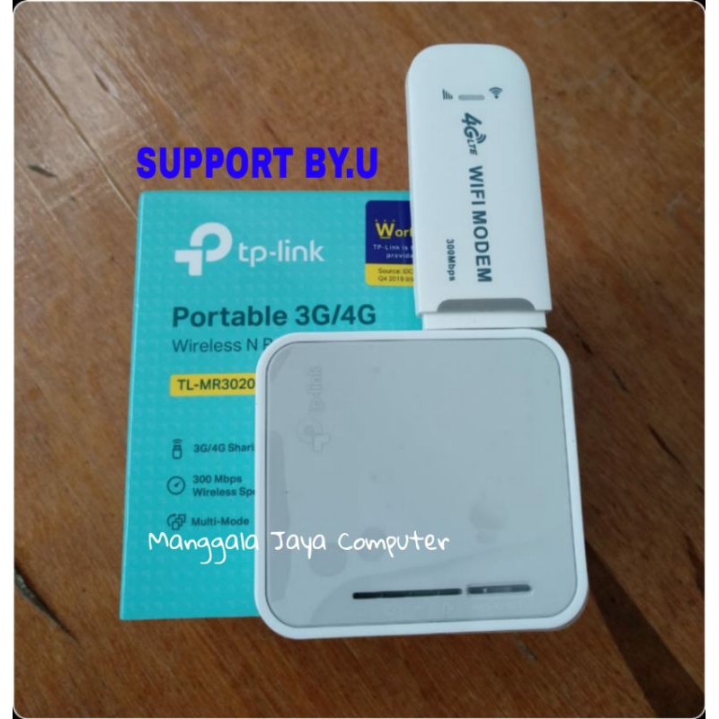 Paket Wifi Hotspot Router TPLINK MR3020 & Modem Wingle 4G LTE Unlocked All GSM Tsel XL Indosat Tri