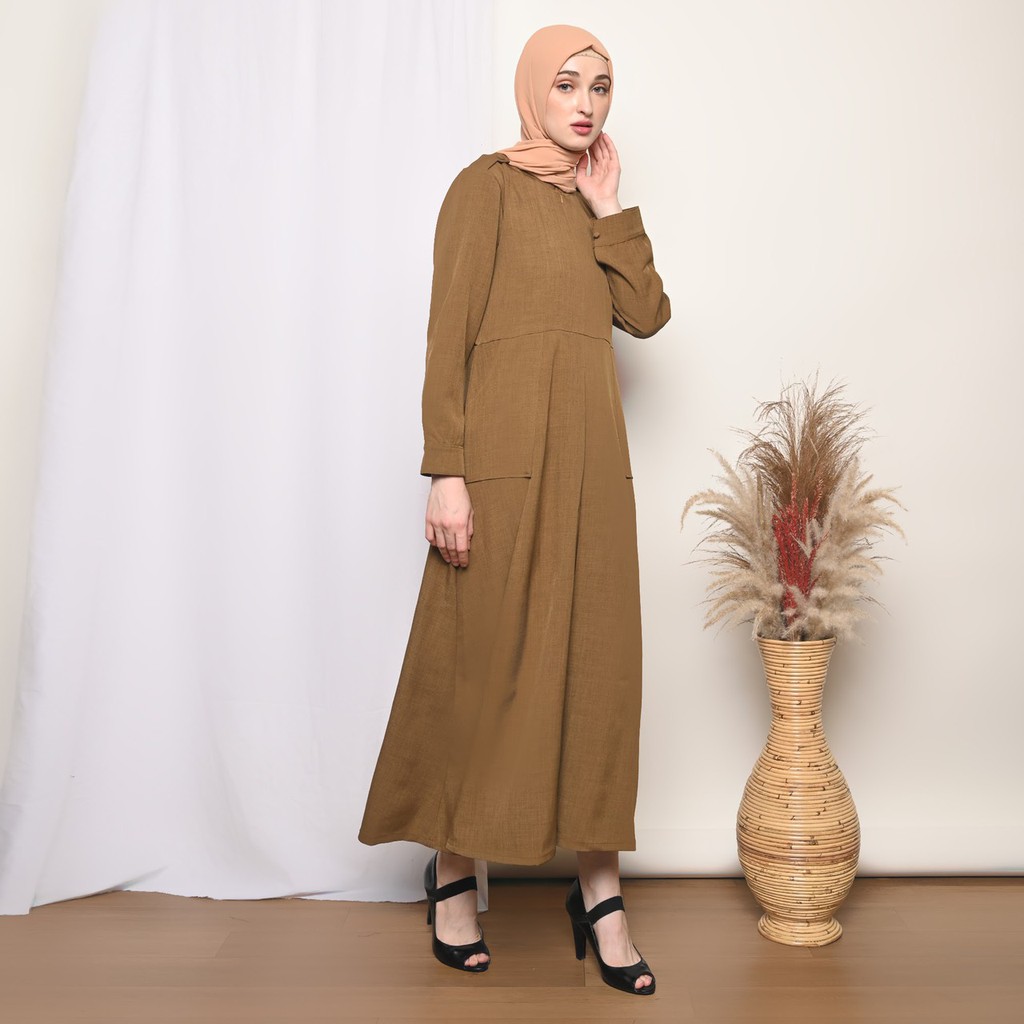 DISKON MURAH! Gamis Pemda ASN PNS GURU Wanita Pemda Aceh / Coklat Tua Gelap - 8001/8002