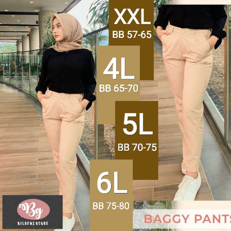 BAGGY PANTS JUMBO  XXL 4L 5L 6L // BB 57-80KG//CELANA KERJA WANITA//OGOS_BIIGEE