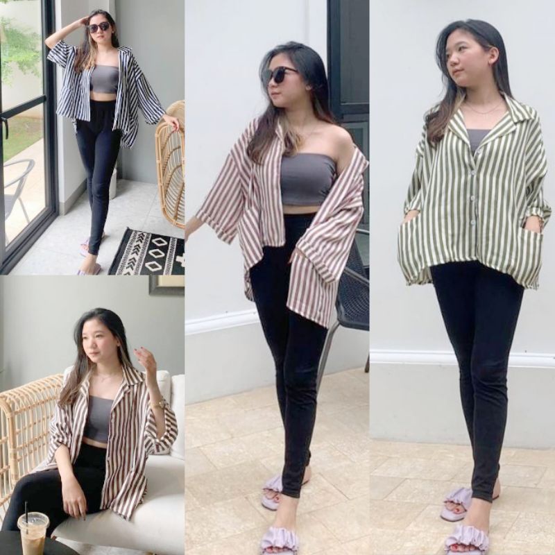 KEMEJA WANITA OVERSIZE/OVERSIZE Shirt/Kemeja outer salur shakila