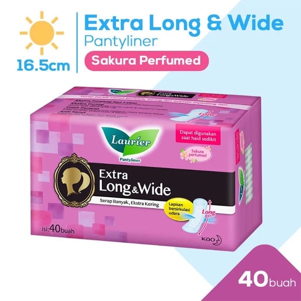 Laurier Pantyliner Extra Long&amp;Wide Non Perfume 40S_Cerianti