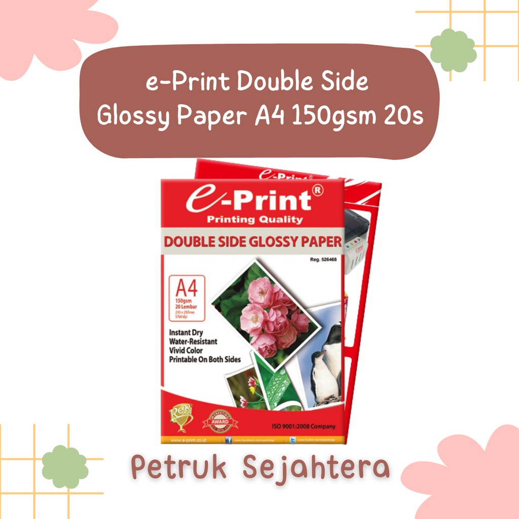 

[PAK] KERTAS DOUBLE SIDE GLOSSY PAPER EPRINT A4 150 GSM KERTAS GLOSI (20 LEMBAR)*