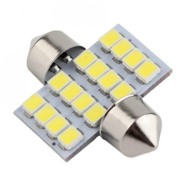 Lampu LED Interior Kabin Plafon Mobil Putih Terang 31mm Festoon 16 SMD