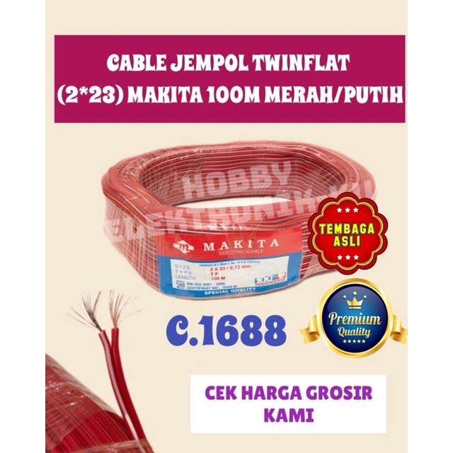 CABLE JEMPOL TWINFLAT (2x23) MAKITA 100M MERAH/PUTIH