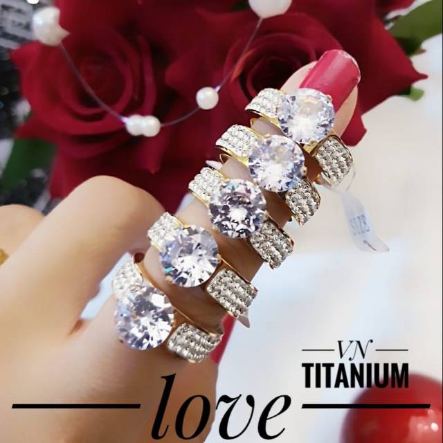 (JUL) PROMO TERMURAH Set Perhiasan TITANIUM Anti Karat Cincin Berlian Putih Modis Xuping Permata