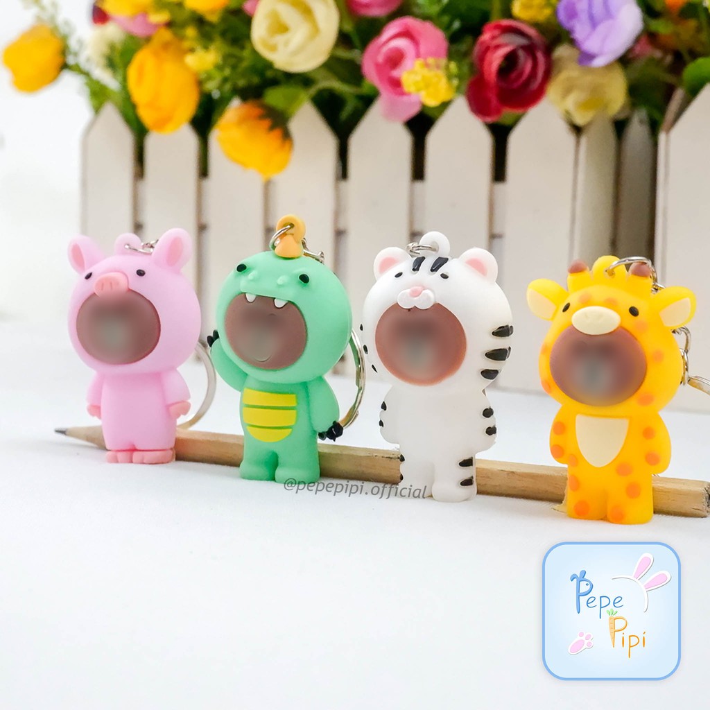 Gantungan Kunci Beruang Kostum Keychain Bear Costume Gansi Hiasan Tas Dino Macan Babi Jerapah