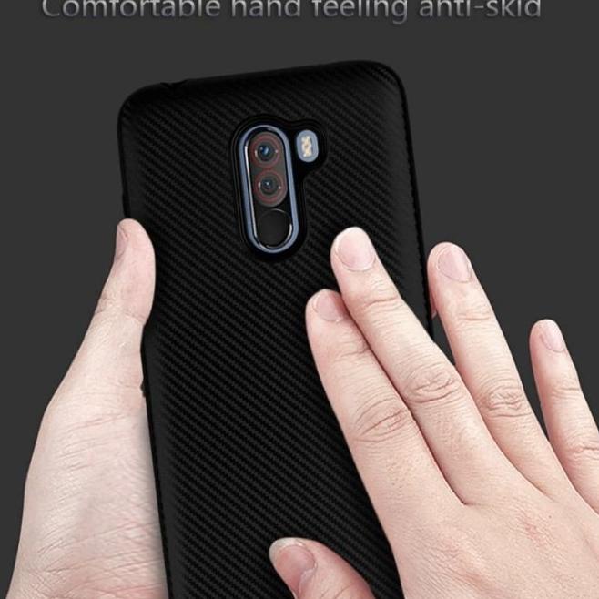☋ Case Xiaomi Pocophone F1 2018 Full Carbon Casing Softcase Poco F1 - Hitam ☜