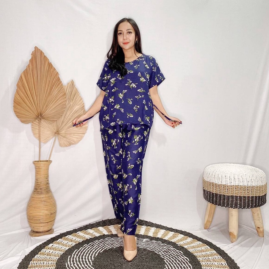 Babydoll Bali/Daster Bali-SET PANJANG NAVY