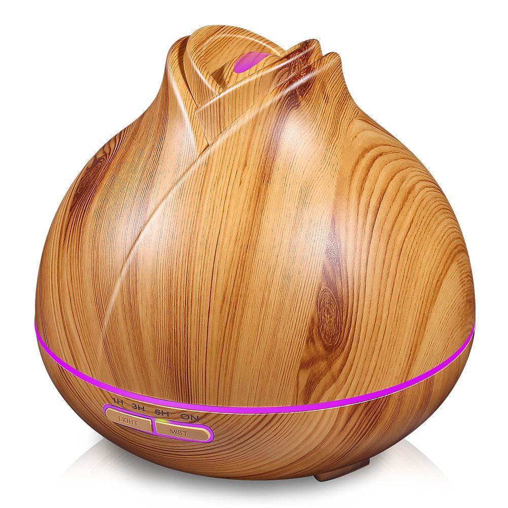 H18 - Wooden Humidifier Aroma Diffuser 7 Color LED Light 400ml