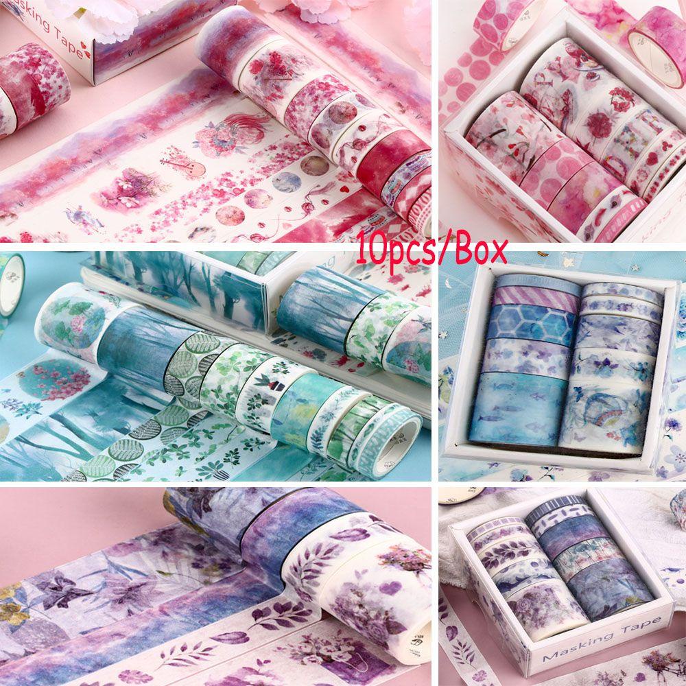 Nanas 10roll/set Tape Fresh Ocean Forest Series Kawaii Stiker Alat Tulis