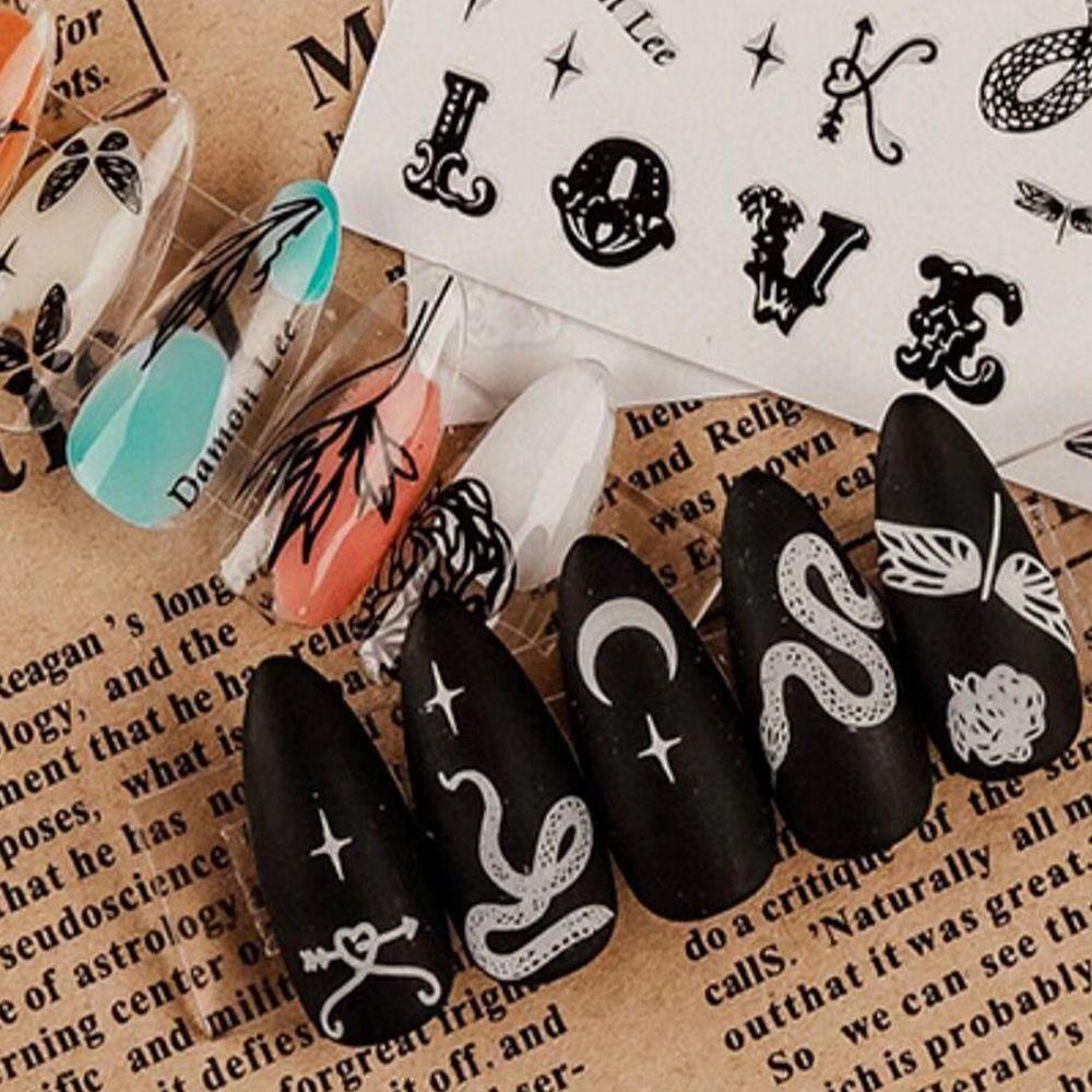 MXBEAUTY Self-adhesive Nail Decals Motif Ular Salon Kuku Nail Art Dekorasi Nail Art Slider DIY Stiker Kuku Manicuring Sticker