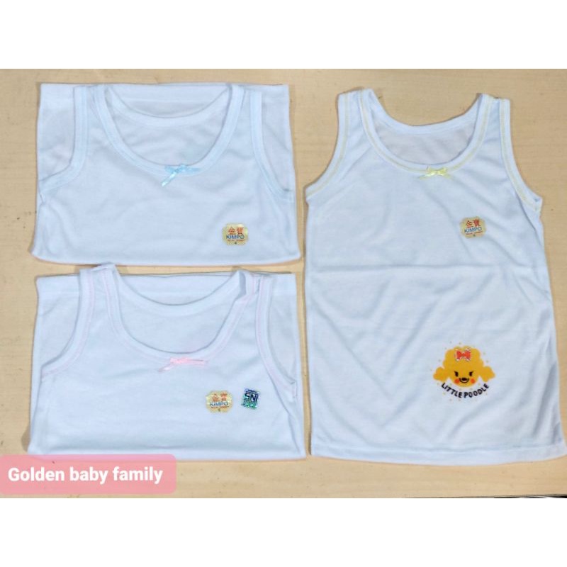 3 PCS Singlet Abg Kimpo Cewek putih sablon boneka Lucu