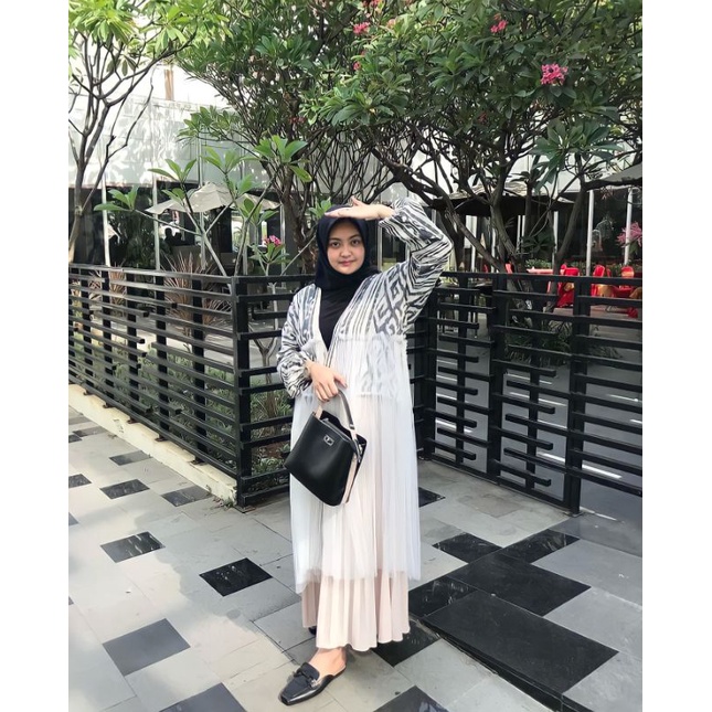 outer tutu - dress tutu tenun etnik - long cardigan tenun etnik - dress kondangan - outer kondangan