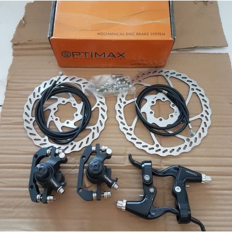 OPTIMAX Taiwan Komplit Rem Sepeda Discbrake Cakram Disc Brake Set Rotor Caliper Kaliper MTB Sepeda Lipat Gunung Seli Dll