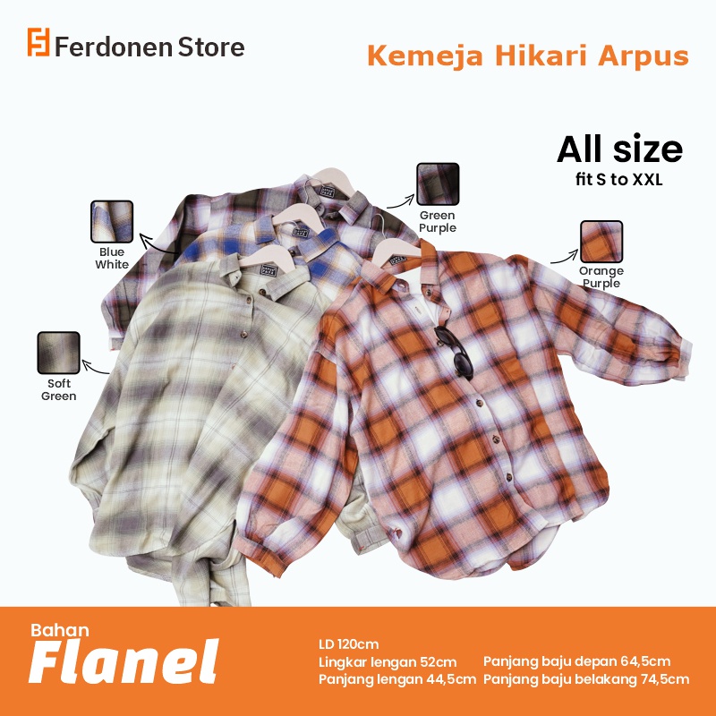 FERDONEN STORE - Kemeja Flannel Oversize - Flannel - Kemeja Flannel Wanita - Kemeja Flannel Wanita M