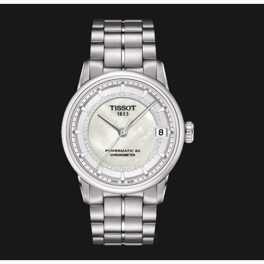 TISSOT Luxury Powermatic80 Chronometer T086.208.11.116.00 White Mother of Pearl Dial Stainless Steel