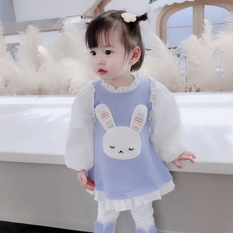 SSP77-Setelan Set Anak Perempuan Super Cute Fluffy Bunny