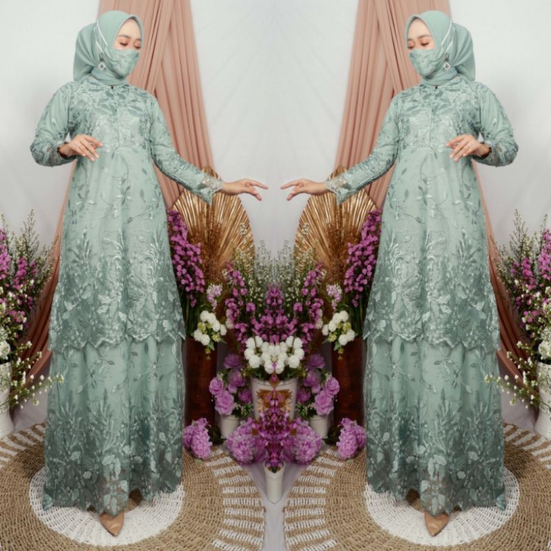 DRESS KIRANIA TILLE BORDIR / DREES PUTRI / DRESS KEBAYA TILLE TINGKAT / DRESS MODERN / DRESSKEKINIAN