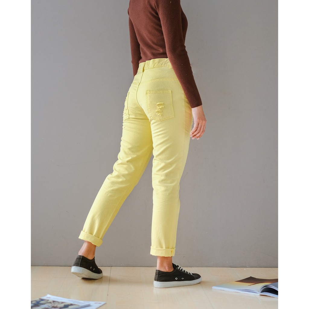 Myrubylicious ASH RIPPED COLOUR PANTS YELLOW