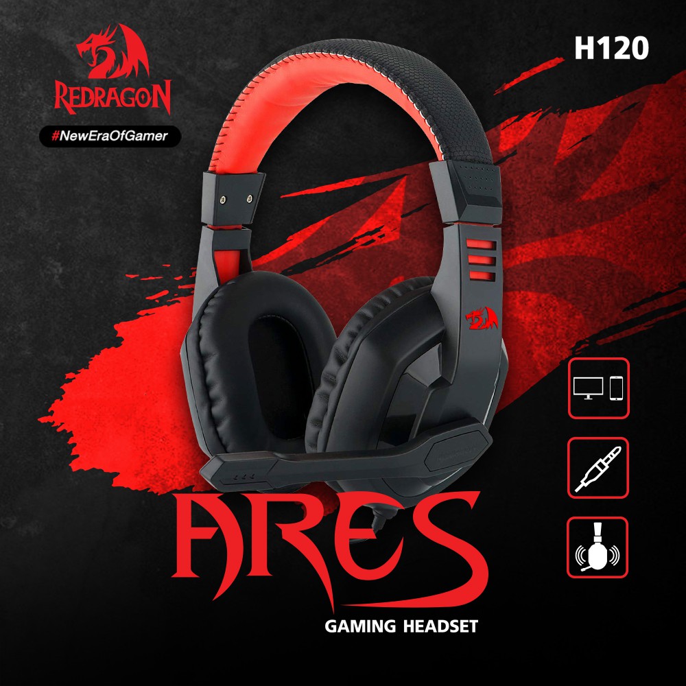 Headset Gaming Redragon Wired audio jack 3.5mm H120 ARES - Headphone