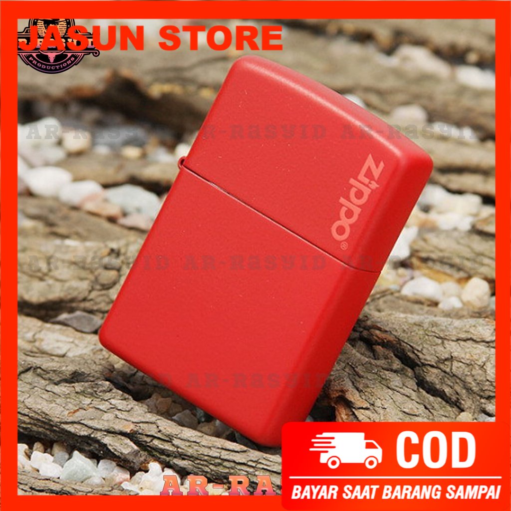 BISA COD! Korek Api Minyak Zippo Matte Red Merah Logo 233 ZL