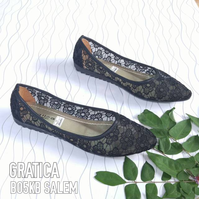 BORNEO - SEPATU B05KB FLATSHOES GRATICA   BRUKAT HITAM-SALEM