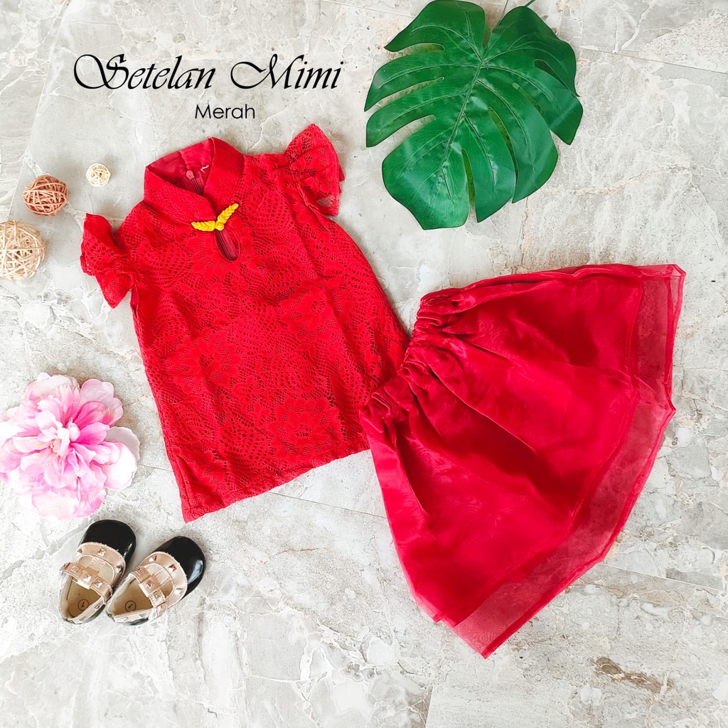 SETELAN MIMI/SETELAN BAJU CINA MERAH/BAJU ANAK DAN DEWASA/SETELAN BAJU CINA KEKINIAN