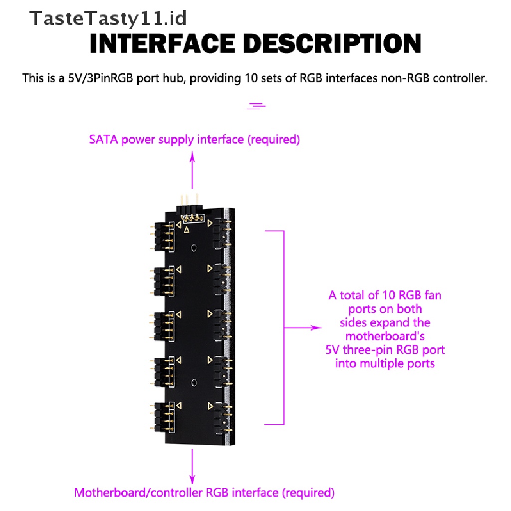 (TasteTasty) Motherboard Hub 1 / 10 Distributor Sync RGB Untuk Kipas Angin