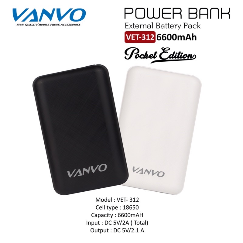 POWERBANK/PB VANVO VET-312 6600MAH