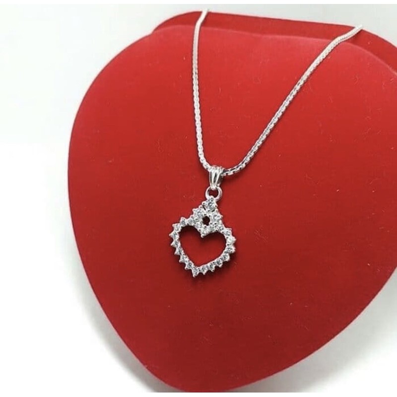 Kalung liontin love kalung perak 925 lapis emas putih SK13
