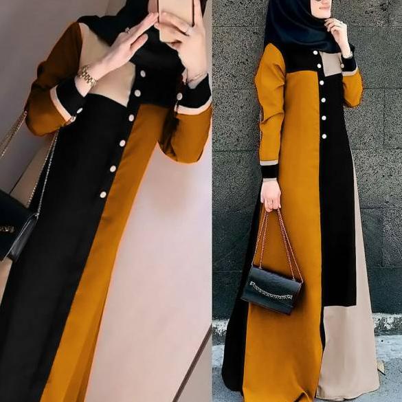 Paling Dicari Baju Gamis Muslim Marwah Javina Maxi Model Terbaru M / L / XL / XXL/ Moscrepe Fashion 