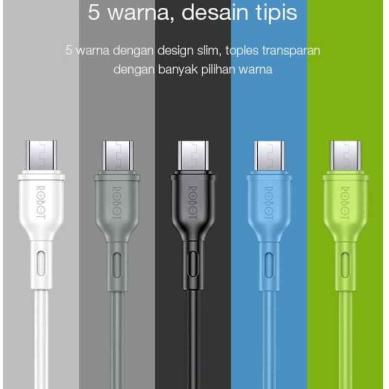 Trend-KABEL DATA ORI ROBOT RBM100 Charger Fast Charging 2A Micro USB 1 Meter /TOPLES ISI 20PCS