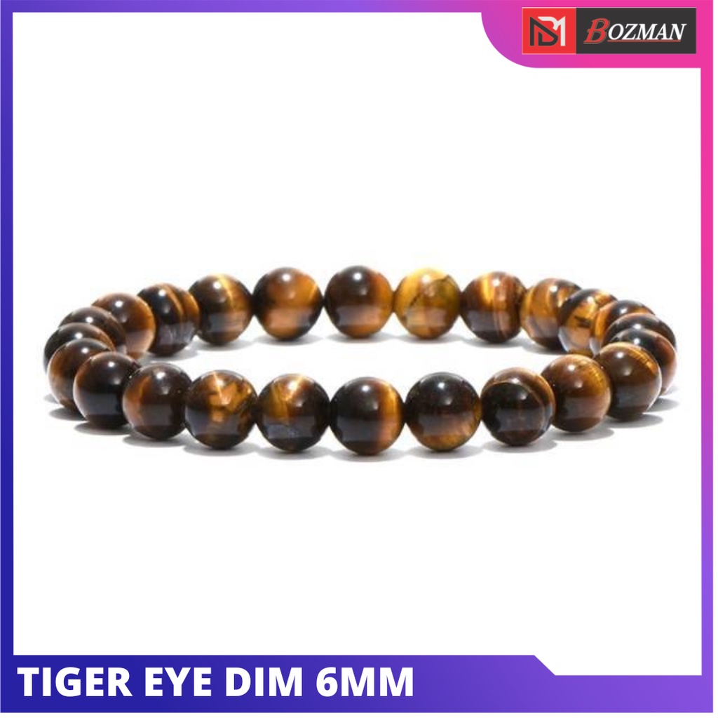 Gelang Tangan Natural Tiger Eye Atau Biduri Sepah Aneka Diameter 6mm 8mm 10mm 12mm