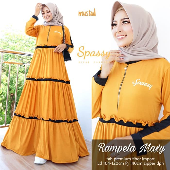 RAMPELA BAJU TERUSAN DRESS MAXY GAMIS JUMBO FIBER LD 104-120 XL-XXXL ORI SPASSY