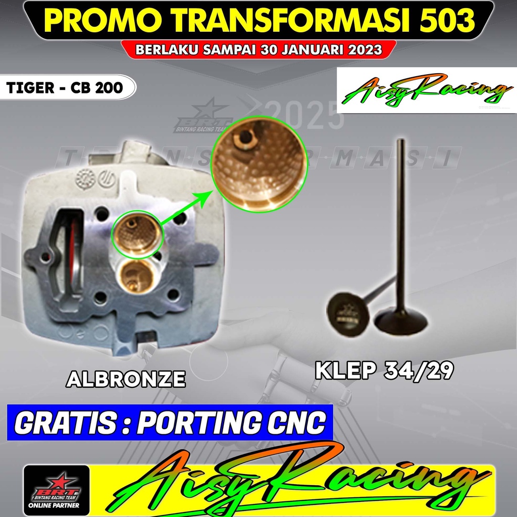 PROMO 503 BRT BLOK HEAD TIGER - CB 200 ALBRONZE PORTING CNC + KLEP 34/29 36/31
