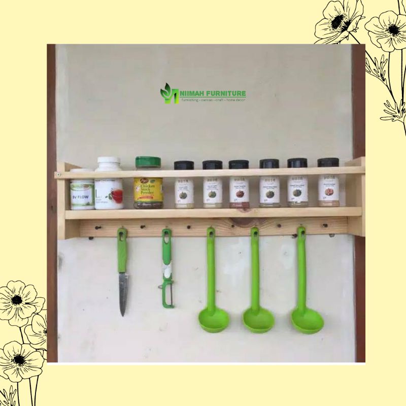 Rak Bumbu Dapur Gantung Kayu Jati Belanda