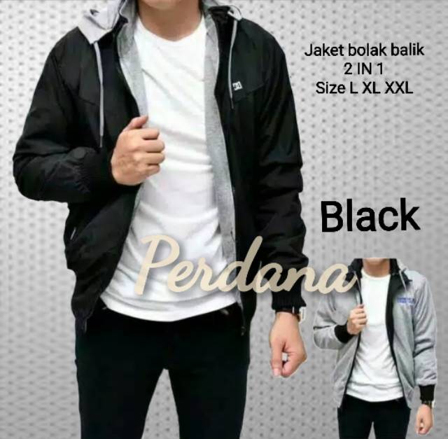 Jaket bomber parasit pria dc bolak balik jaket pria hodie zipper